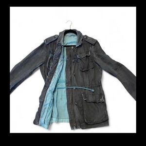 Free People Y2K Blue/Charcoal Acid Wash Utility Jacket Sz Small